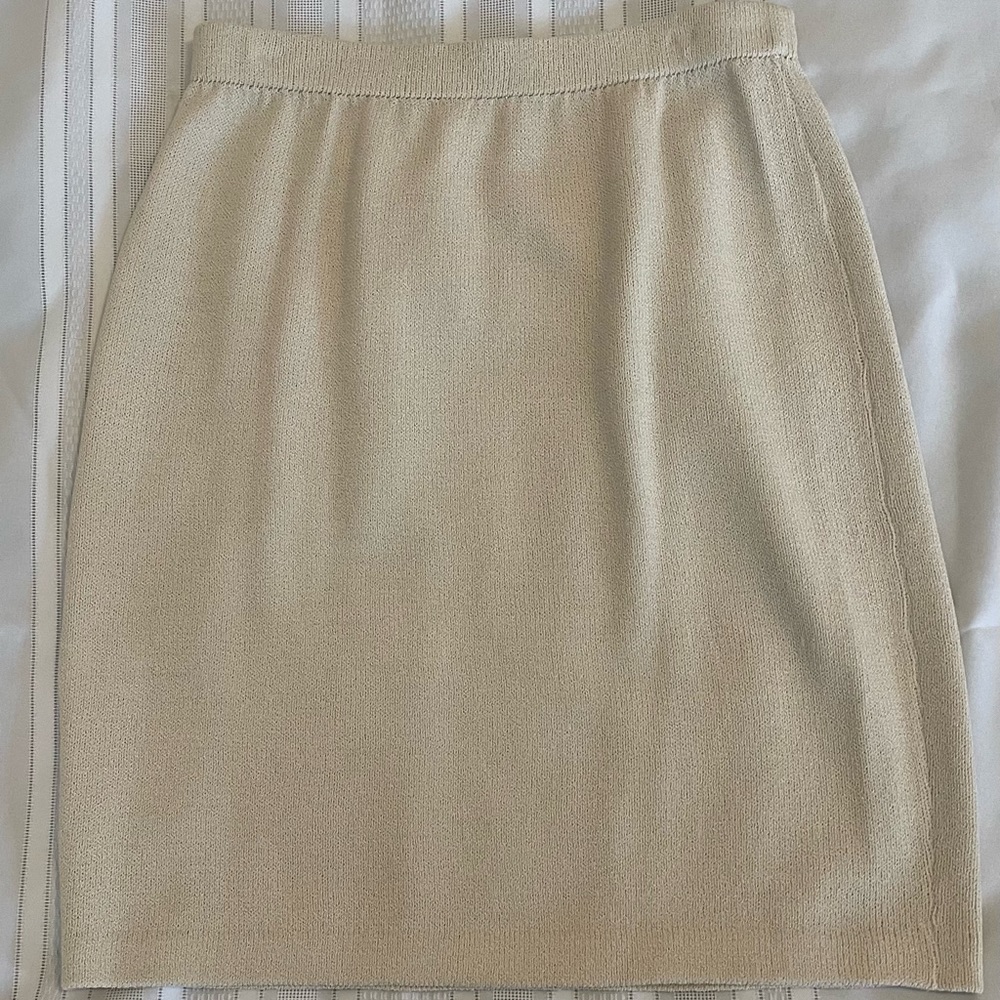 Vintage St. John Collection By Marie Gray Cream Knit Straight Skirt Size 10
